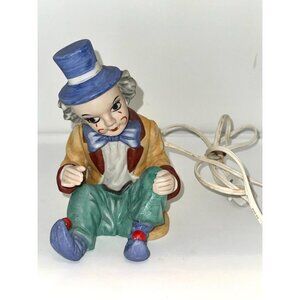 Vintage Porcelain Sitting Clown Night Light